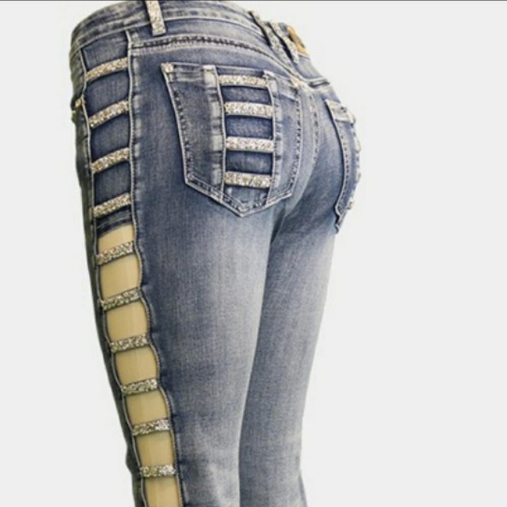 Blue jeans with rhinestones - Picture 9 of 9